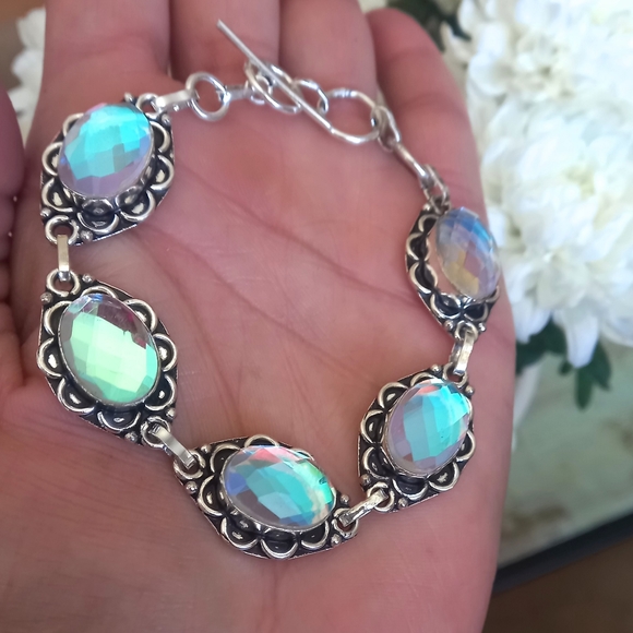 Dreamgems Jewelry - Vintage Rainbow Mystic Topaz Gemstone Bracelet 925